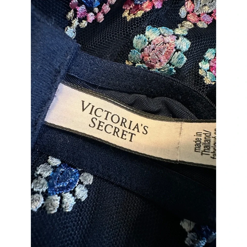 Victorias Secret Dream Angels‎ Navy Blue Bejeweled Embroidered Push Up Bra 34D